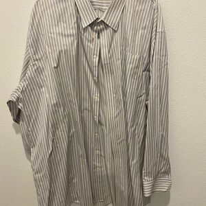 Men's Striped Shirt - White and Blue